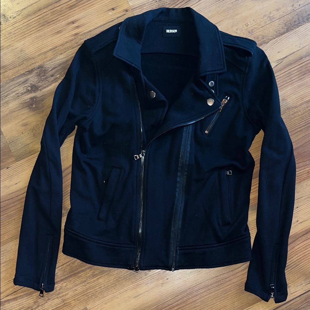 Hudson Brand Cynic Biker Black Cotton Jacket M